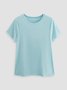 Women Casual Crew Neck Plain Short Sleeve Summer T-shirt