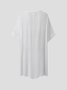 Summer Loose Solid Casual Short Sleeve Cotton and Linen Tunic Top