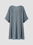 Summer Loose Solid Casual Short Sleeve Cotton and Linen Tunic Top