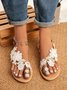 Women's Sandals Flat Clip Toe Casual Lace White Flower Decorative Summer Elegant Romantic Wedding Sandals