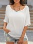 Summer Loose Solid Casual Short Sleeve Cotton and Linen Tunic Top