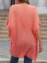 Summer Loose Solid Casual Short Sleeve Cotton and Linen Tunic Top