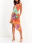 Lace-Up Spaghetti Knitting Dress