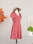 Floral Slim Pullover Women Dress Short Sleeve Floral Dress