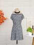 Floral Slim Pullover Women Dress Short Sleeve Floral Dress