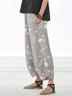 Women's Basic Essential Casual Chinos Slacks Linen Pants Pocket Print Ankle-Length Pants Cotton Linen Pants Daily Weekend Inelastic Graphic Prints Dandelion Mid Waist