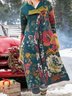 Women Floral Shawl Collar Knitted Long Sleeve Knit coat