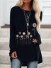 Casual Floral Crew Neck Long Sleeve Top