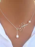 New Chic Fashion Vintage Leaf Pearl Necklace