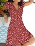 Floral Slim Pullover Women Dress Short Sleeve Floral Dress