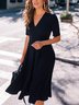 Casual Short Sleeve V Neck Dress