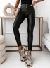 Regular Fit Pu leather Buttoned Pants
