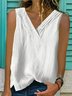 Women Summer Loose Solid V Neck Basic Sleeveless Tank Top