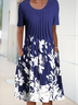 Floral Crew Neck Vacation Casual Midi Dresses