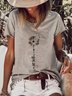 Women Casual Dandelion Floral Crew Neck Short Sleeve Summer T-Shirt