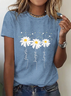 Women Casual Daily Floral Crew Neck Loose Short Sleeve Summer T-shirt