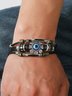 Men's Resort Stainless Steel Devil's Eye Leather Bracelet