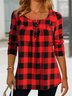 Women Christmas Plaid Crew Neck Tunic