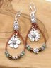 Ethnic Vintage Boho Floral Pattern Leather Earrings