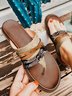 Snakeskin Colorblock Rivet Decor Multi Strap Casual Flip Flops
