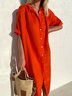 Women Elegant Casual Loose Half Sleeve Button Down Front Half Sleeve Cotton Linen Dress Long Cover Ups Shirt Dress