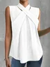 Women Casual Cross Neck Halter Neck Loose Sleeveless Flowy Cotton Linen Tank Top
