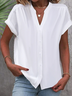 Plain Stand Collar Casual Loose Blouse