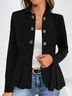 Buttoned Loose Casual Plain Jacket