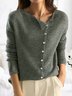 Women's Cardigan Crew Neck Ribbed Knit Polyester Button Knitted Fall Winter Regular Outdoor Daily Going out Stylish Casual Soft Long Sleeve Solid Color
