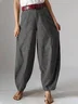 Casual Loose Pocket Stitching Cotton Pants