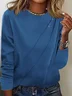 Women Plain Crew Neck Casual Long Sleeve T-shirt