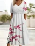 Floral Print Long Sleeve V-neck Dress