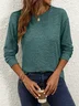 Women Plain Crew Neck Casual Long Sleeve T-shirt