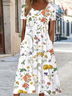 Crew Neck Regular Fit Vacation Dress With No