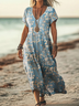 Vintage V Neck Cotton Dress With No Belt