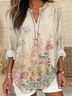 Women's Floral Print Spring V-Neck Casual Shirt