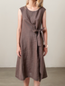 Casual Plain Asymmetric linen-cotton Knee Length Dress