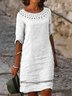 Casual Plain Hollow Out Crew Neck Midi Dress