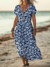 Women's Floral Print Casual V-Neck Short Sleeve Dress
