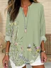 Women's Floral Print Casual V-Neck Shirt