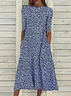 Women's Floral Print Round Neck Everyday Long Casual Shift Dress
