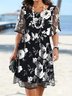 Vacation Floral Crew Neck Midi Dress