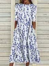 Women's Floral Print Round Neck Everyday Long Casual Shift Dress