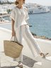 Striped Cotton Casual Two-Piece Set