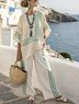 Loose Casual Striped Two-Piece Set