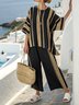 Crew Neck Loose Casual Striped Two-Piece Set