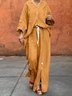 Casual Plain V Neck Two-Piece Set