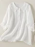 Women's Casual Cute Doll Collar Short Sleeve Shirt