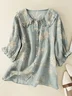 Women's Floral Print Casual Peter Pan Collar Shirt