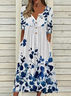 Women's Floral Print Casual Button Dress
